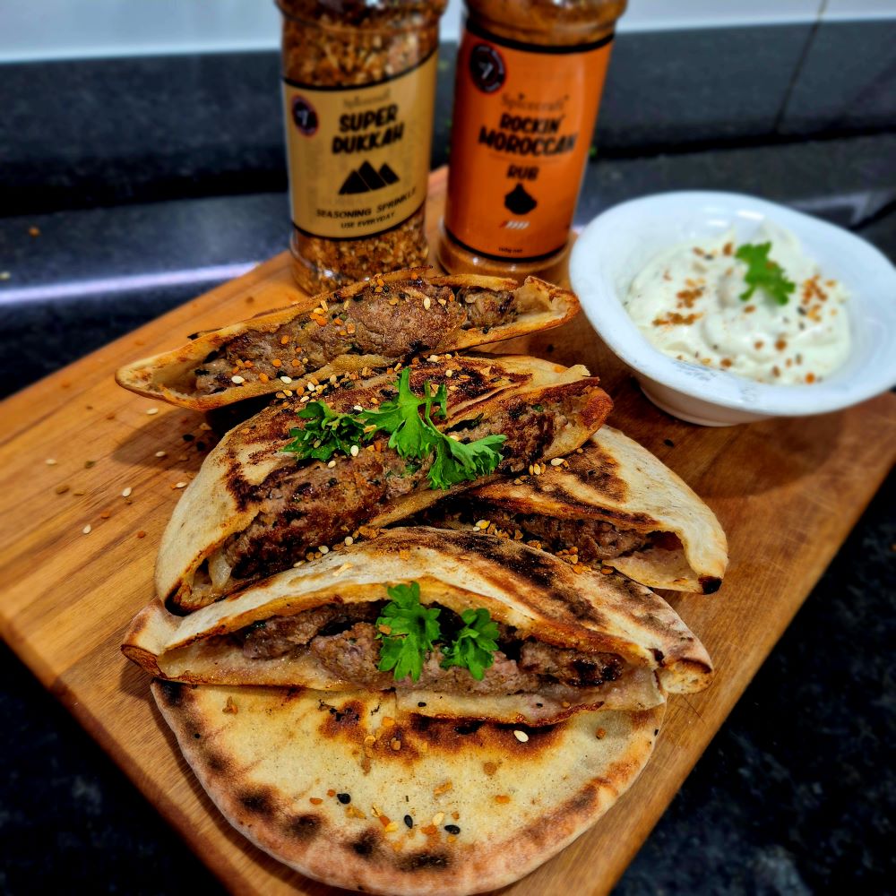 Lamb Arayes with a Garlic Yoghurt Dipping Sauce