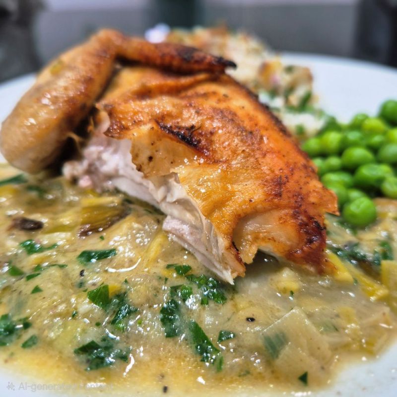 Roast Chicken with Creamy Leek Sauce