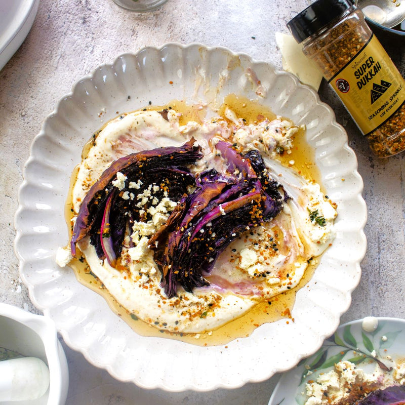Tasty Charred Cabbage with Dukkah and Garlic Yogurt